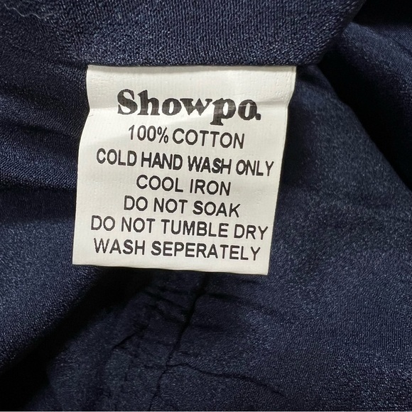 🆕 Showpo. Calling You Out Playsuit Navy Floral Tie Open Back Long Sleeve Romper - Picture 4 of 13